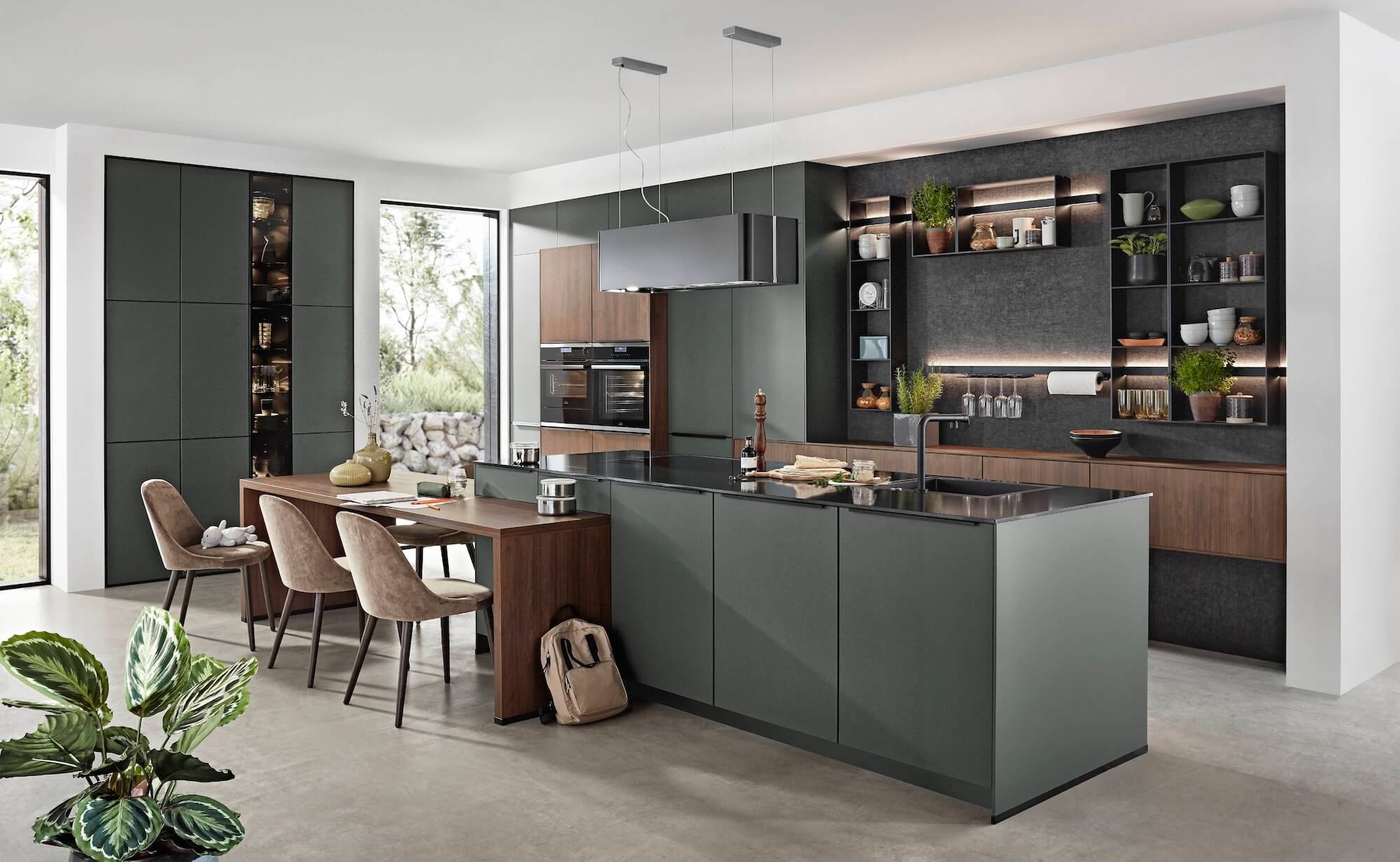 Nobilia Design Kueche Mineralgruen Seitenansicht