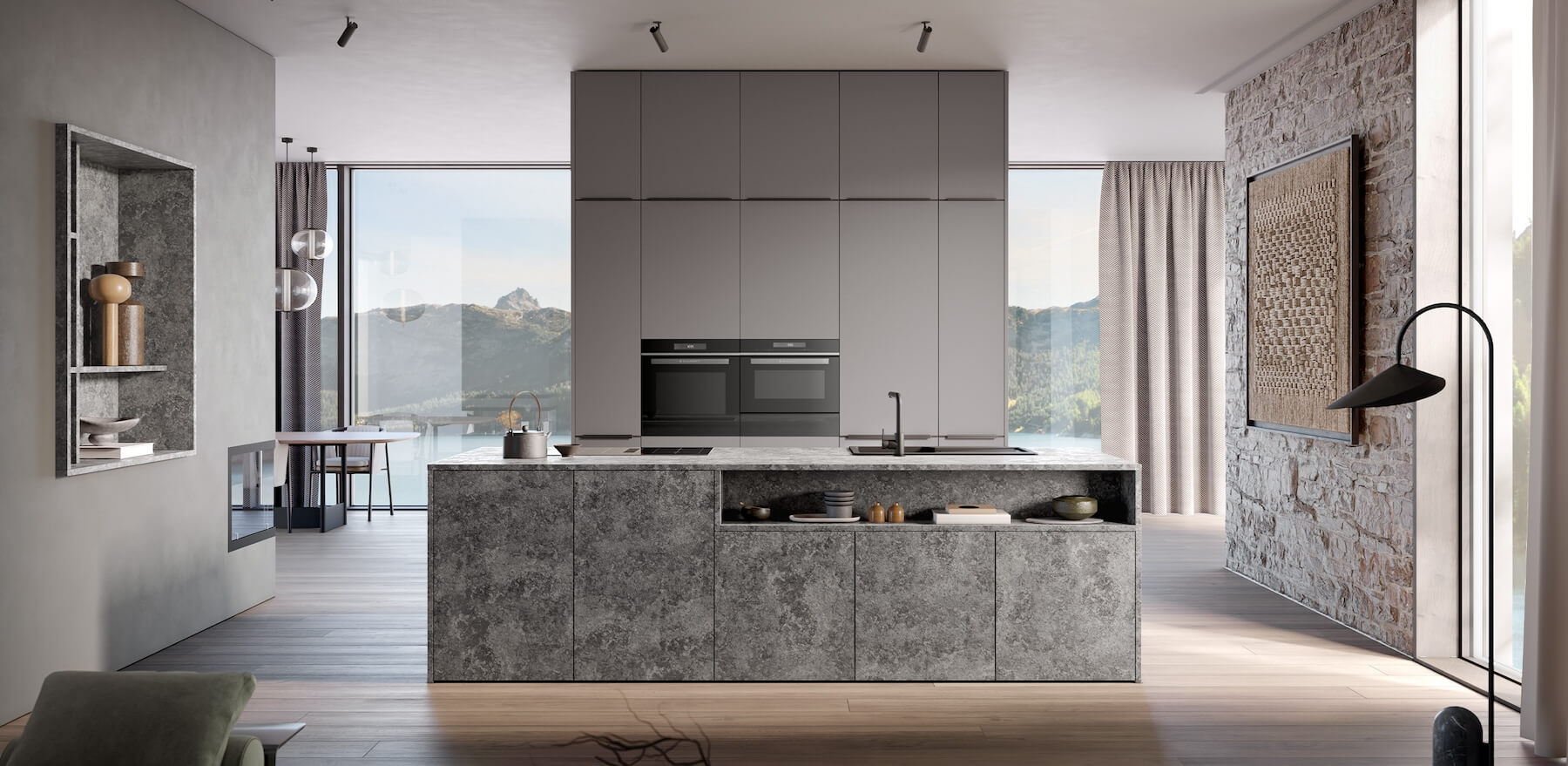 Haecker_Design_Inselkueche_Granit_Dunkelgrau_Greige