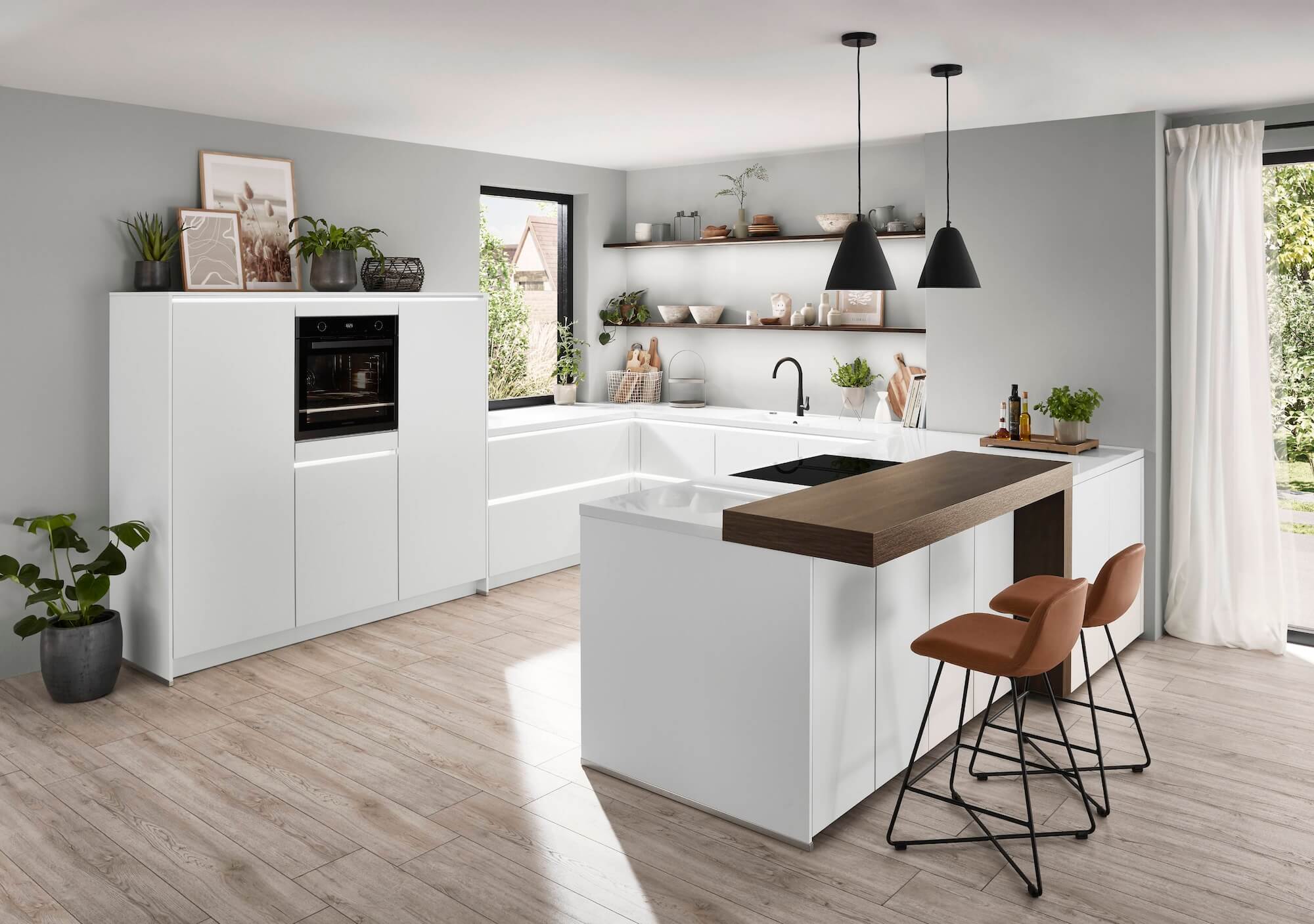 Nobilia-Senso-moderne-U-Kueche-Weiss-matt-mit-Theke
