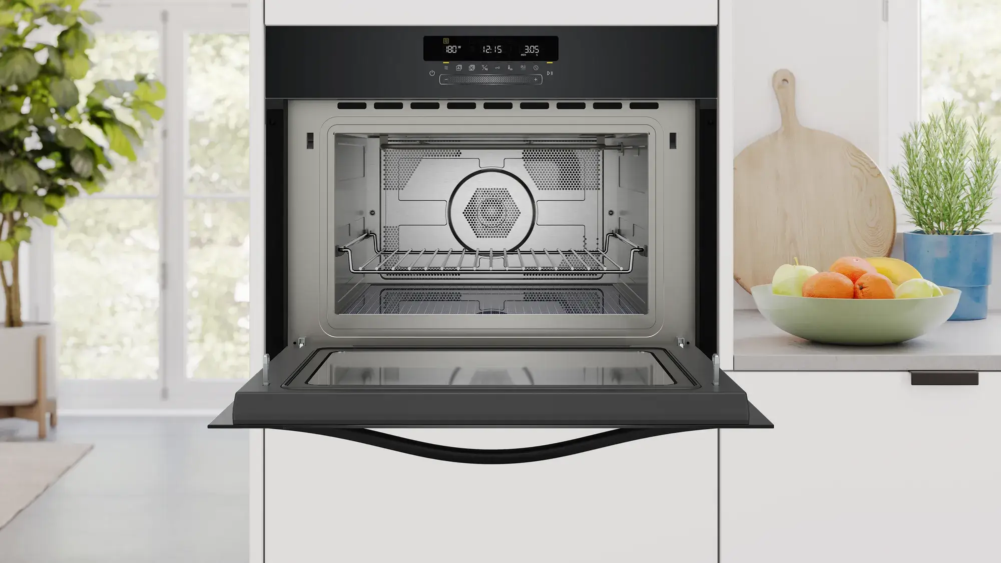 Constructa Einbau-Mikrowelle mit Heißluft offen