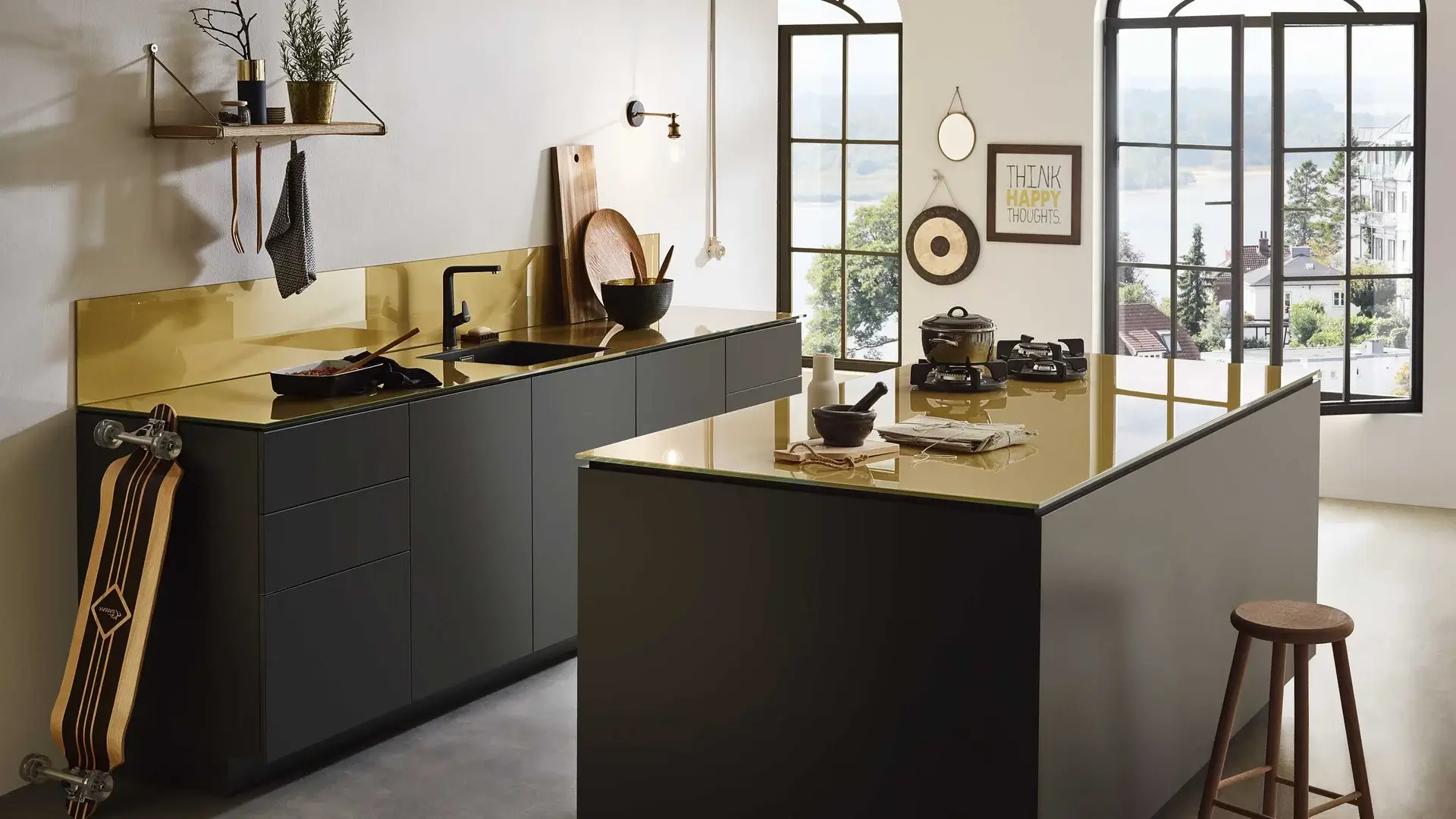 Lechner Glasarbeitsplatte Brass