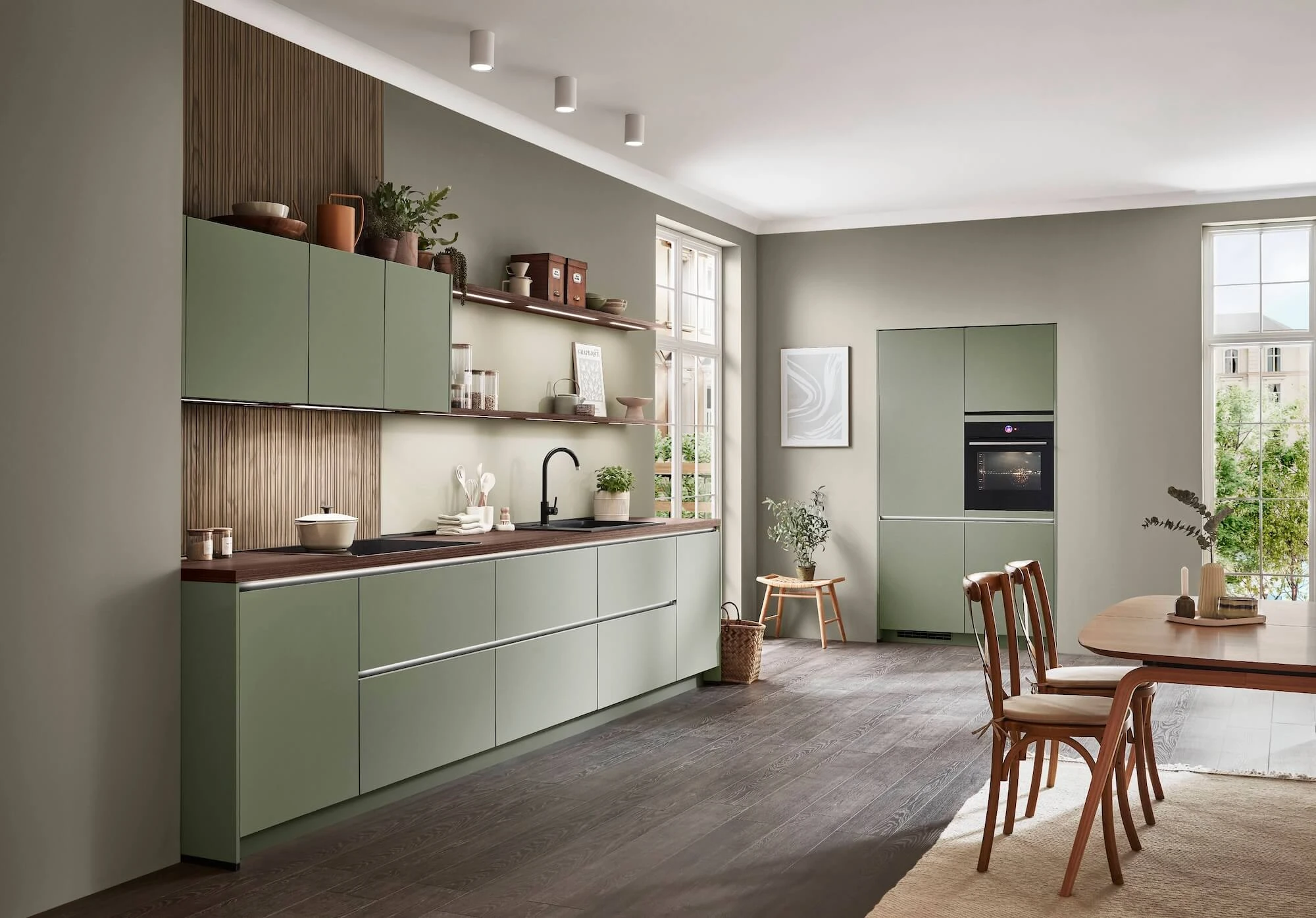 Nobilia Senso moderne Küche Olive grün 2