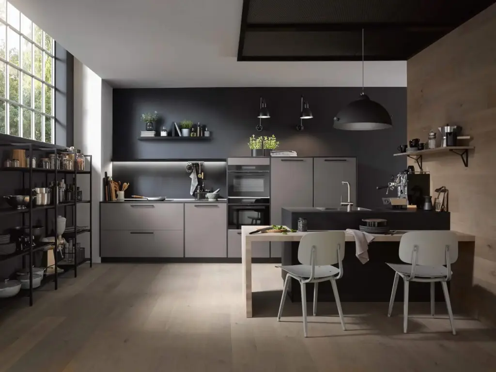 Häcker Moderne Inselküche Perlgrau Perfect Soft