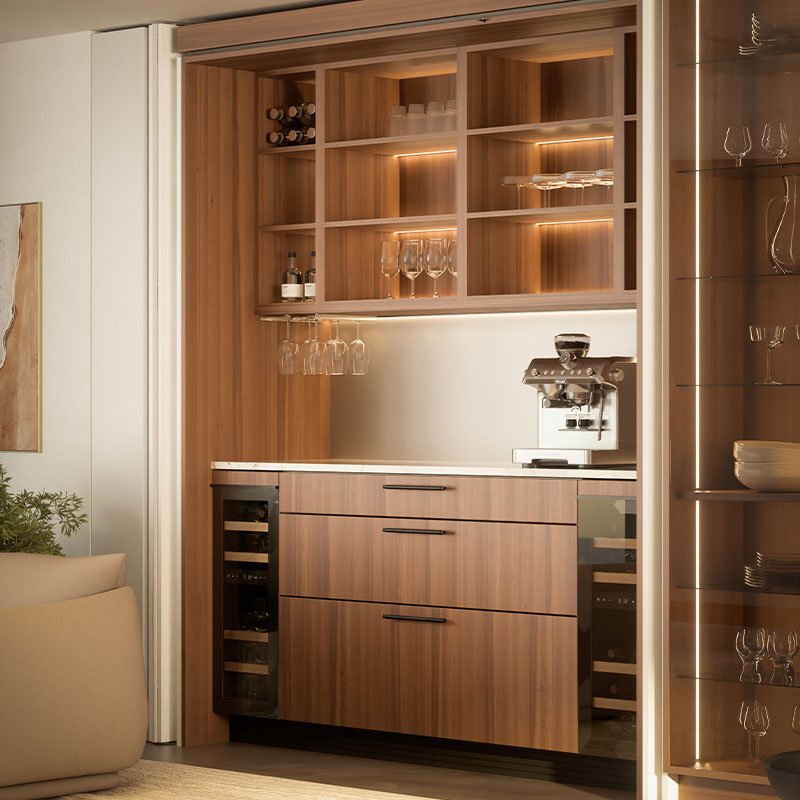 Häcker Neuheiten 2027 Pocket Doors Hochschrank Kaffeestation